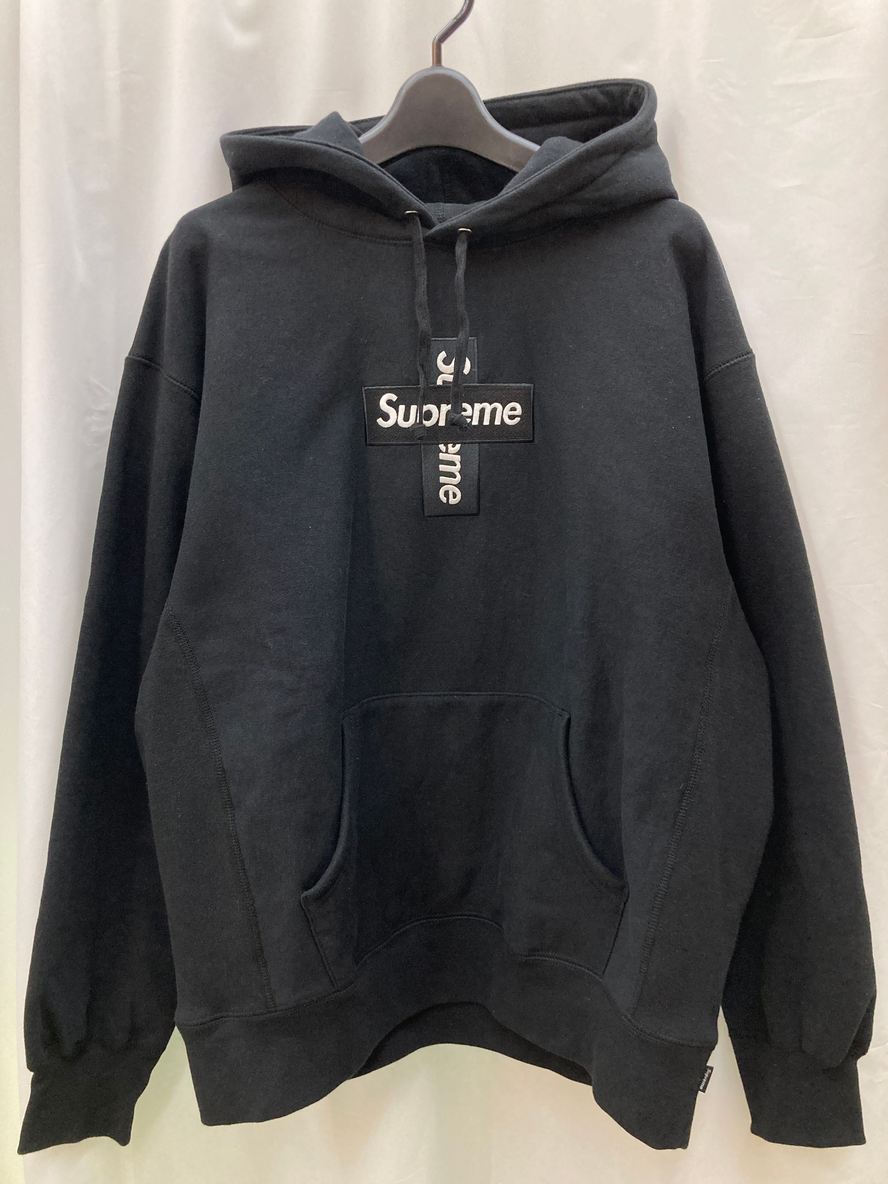 Supreme Cross Box Logo Hooded Sweatshirt "Black"