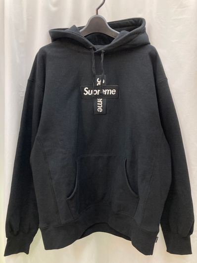 Supreme Cross Box Logo Hooded Sweatshirt "Black"