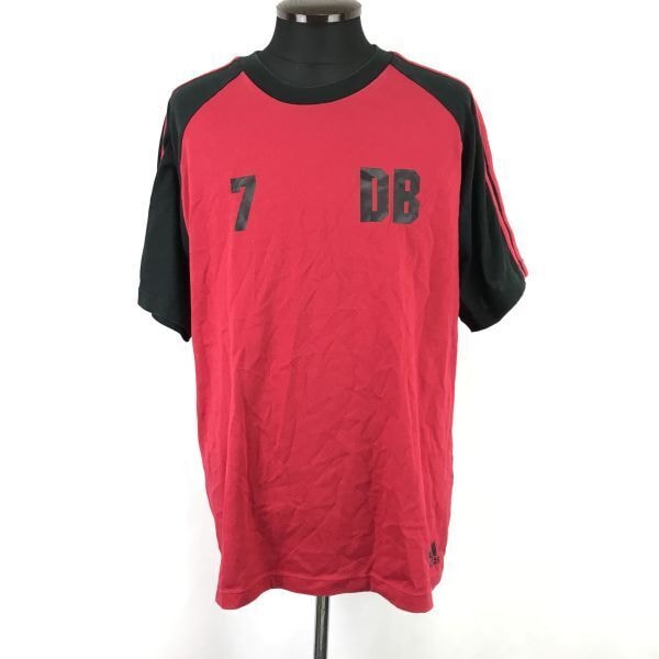 日本製★adidas/アディダス★デイビッドベッカム/半袖Tシャツ【メンズO/XL/赤/red】BECKHAM/ACミラン/ユニフォームシャツTops◆TBH985