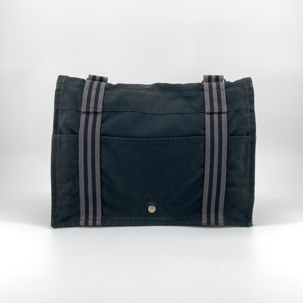HERMES(エルメス) フールトゥ バサス MM キャンバス ショルダーバッグ ブラック×グレー