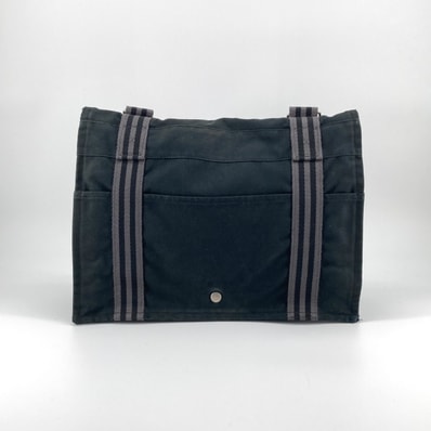 HERMES(エルメス) フールトゥ バサス MM キャンバス ショルダーバッグ ブラック×グレー