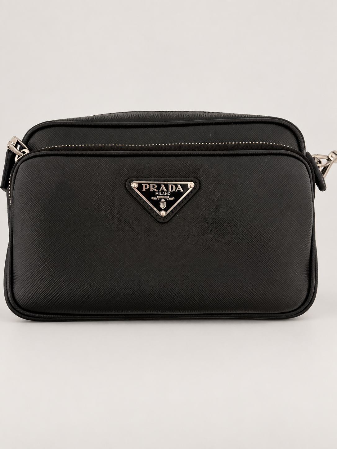 PRADA Saffiano Leather Shoulder Bag "Black"
