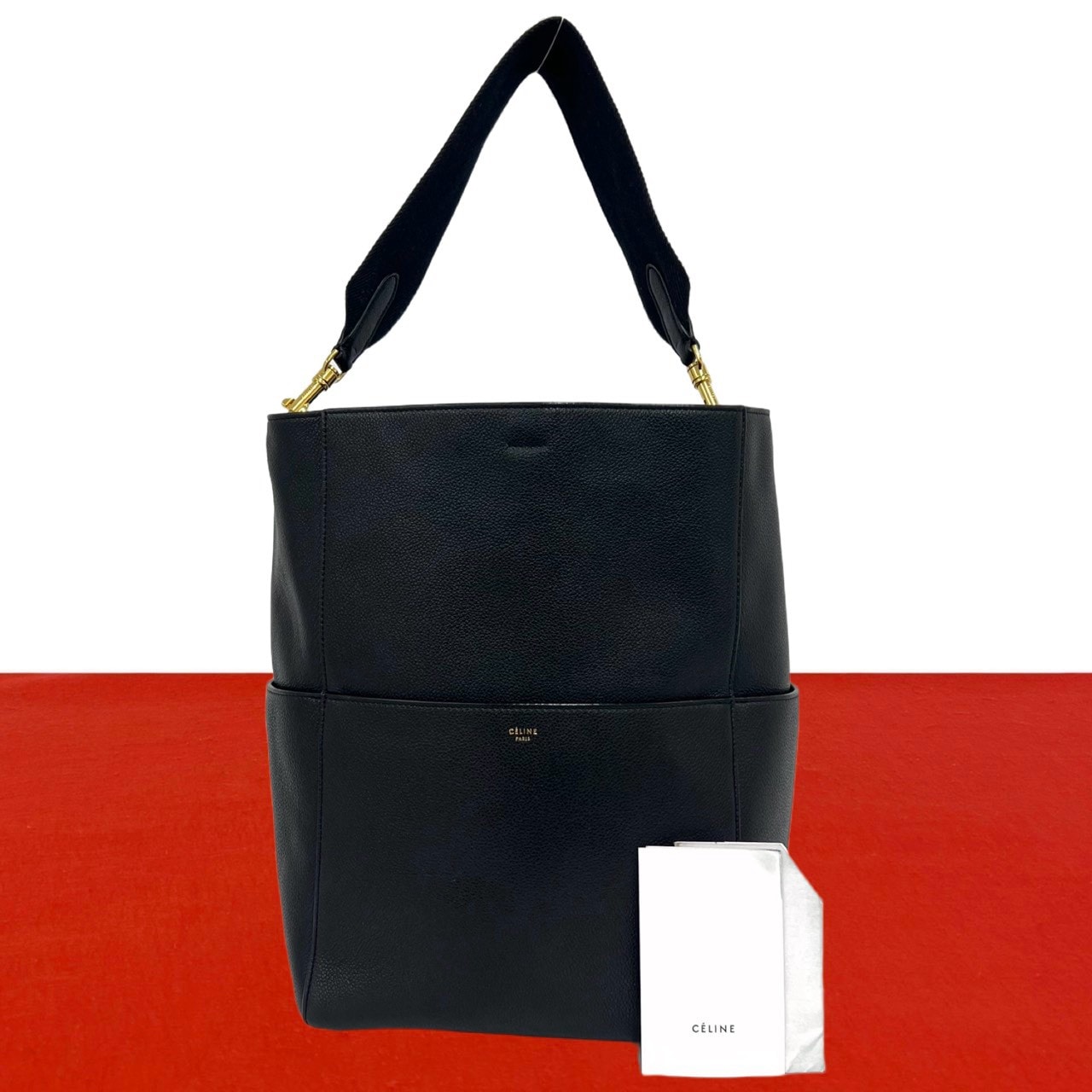 CELINE セリーヌ サングルバケット レザー ショルダーバッグ ブラック
 65508