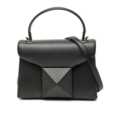ヴァレンティノ ワンスタッズ ハンドバッグ ショルダーバッグ 2WAY ブラック レザー レディース VALENTINO 【中古】