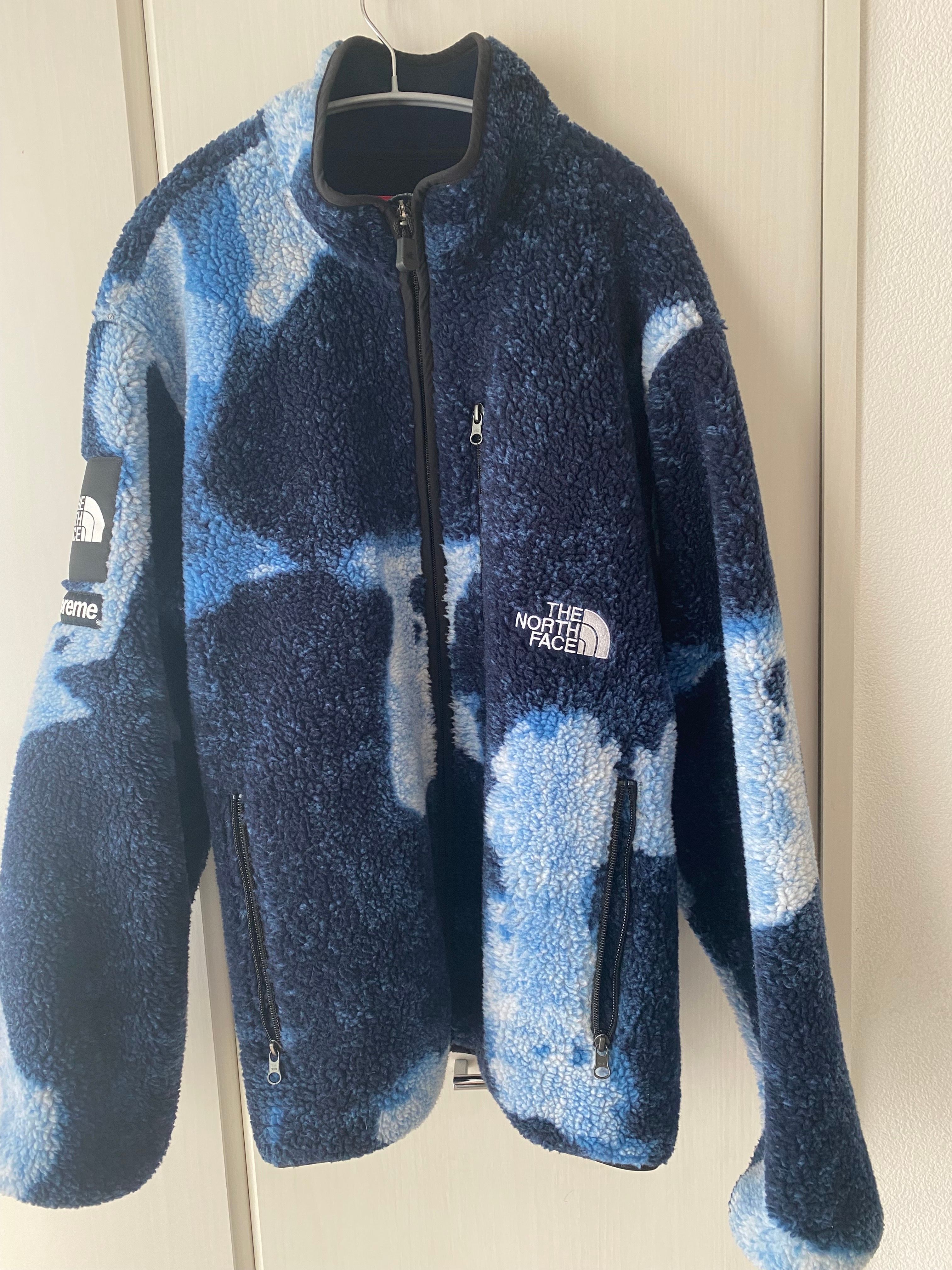 Supreme x The North Face Bleached Denim Print Fleece Jacket "Indigo"