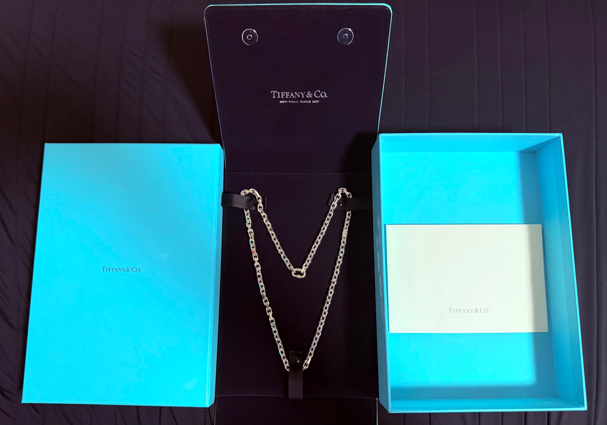 Tiffany & Co. 1837 Makers Chain Necklace in Sterling Silver and 18k Gold 24inch "Silver"