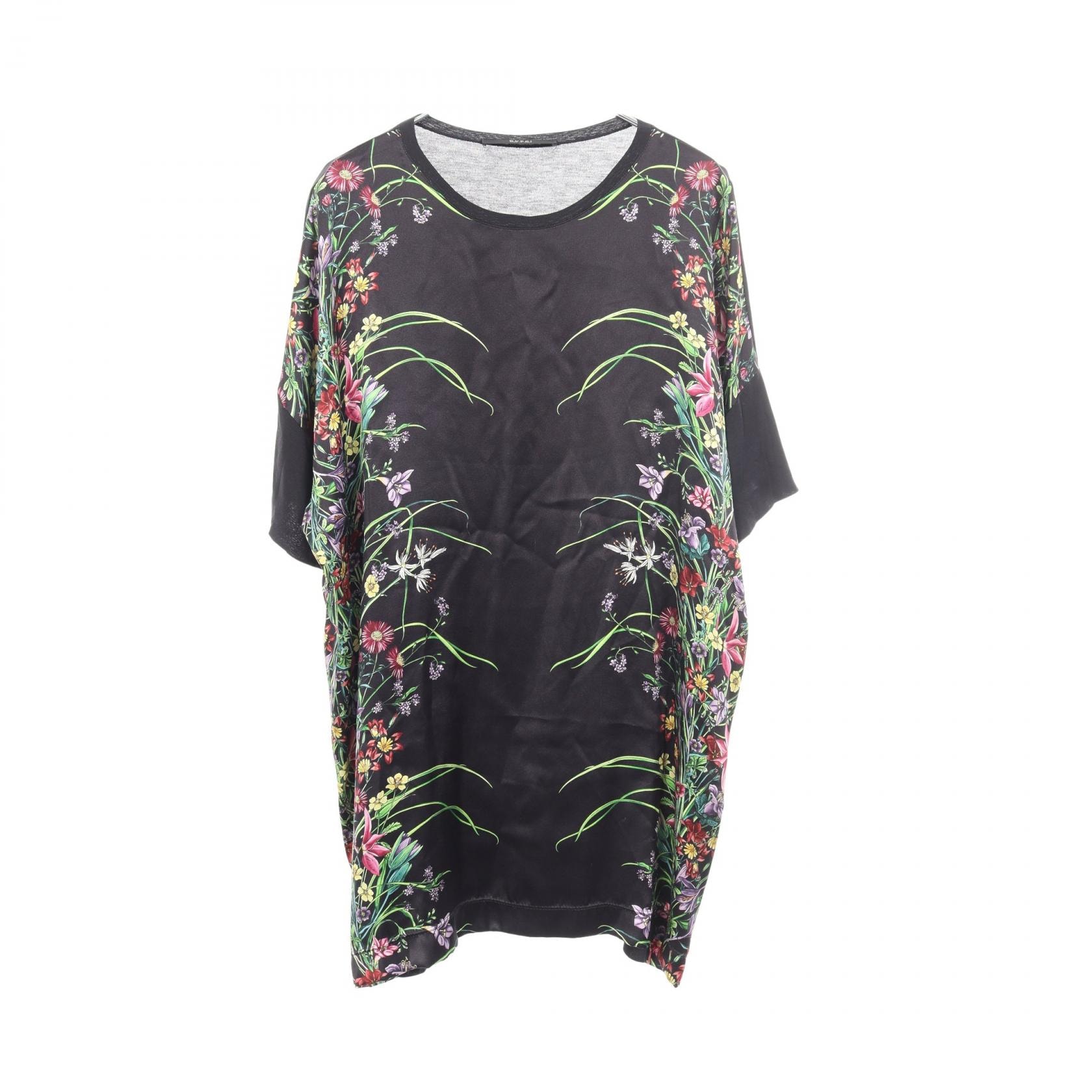 グッチ GUCCI フローラプリント 切替 半袖Tシャツ 衣料品 トップス レーヨン シルク レディース ブラック系 / マルチカラー 297459 【中古】