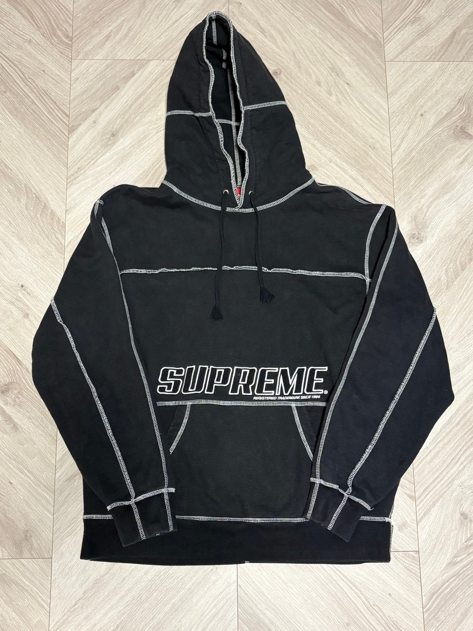 Supreme Coverstitch Hooded Sweatshirt "Black"