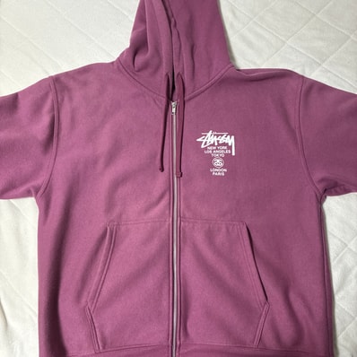 Stussy World Tour SS24 Zip Hood "Berry"