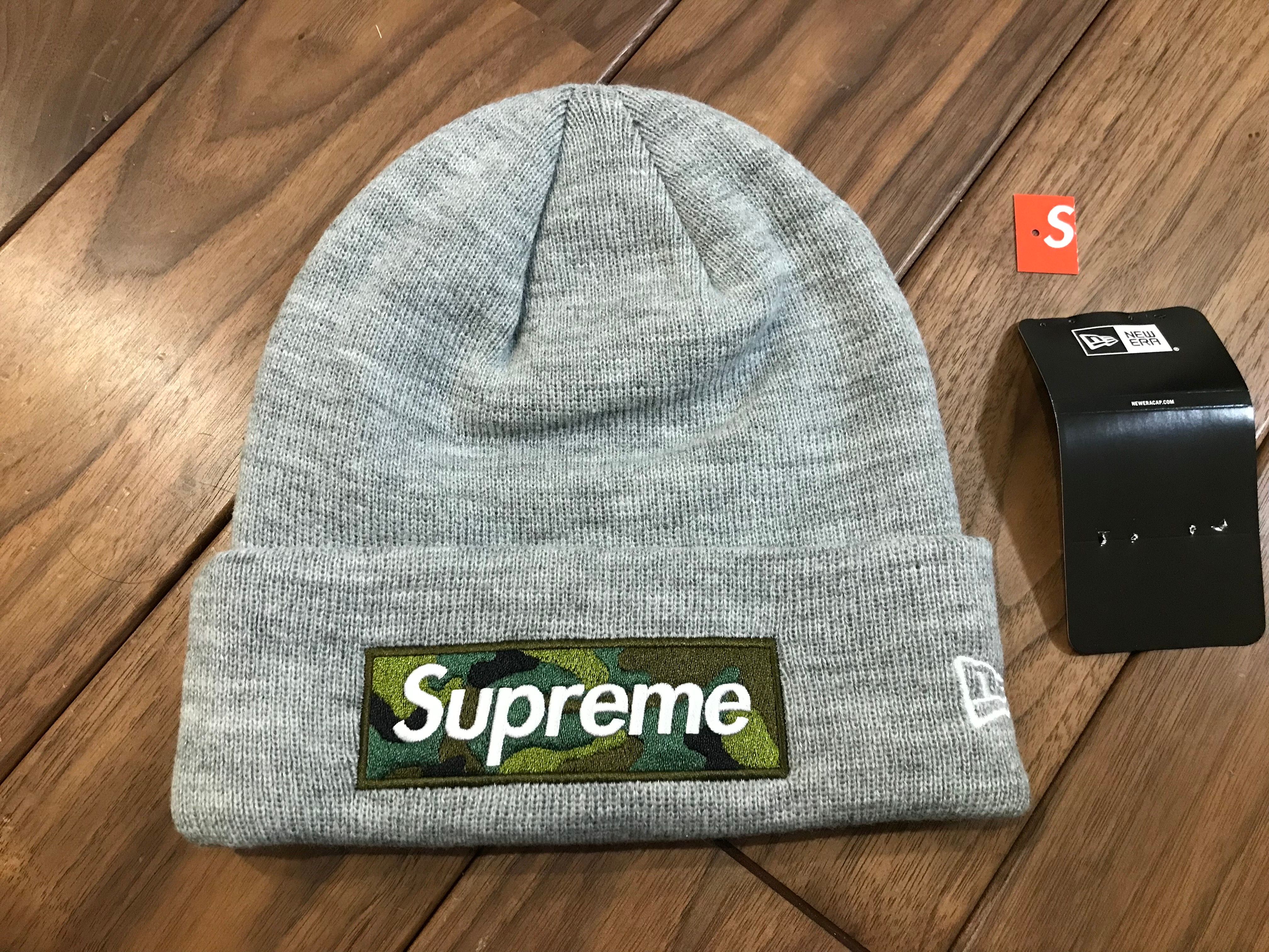 Supreme New Era Box Logo Beanie "Heather Grey" (23FW)