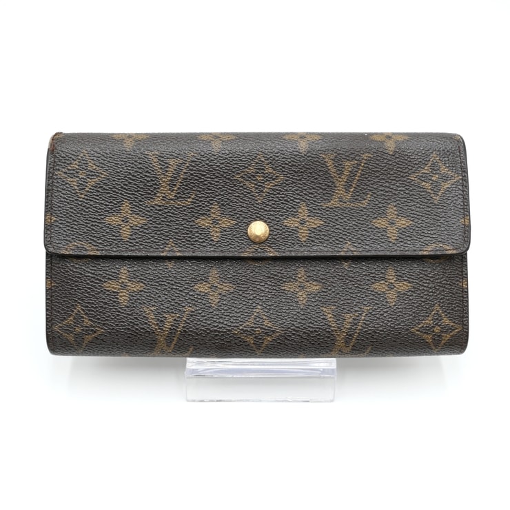 LOUIS VUITTON(ルイ・ヴィトン)ポシェット・ポルトモネ・クレディ ヴィンテージ 長財布 二つ折り財布 モノグラム ブラウン PVC レザー ゴールド金具 レディース【中古】