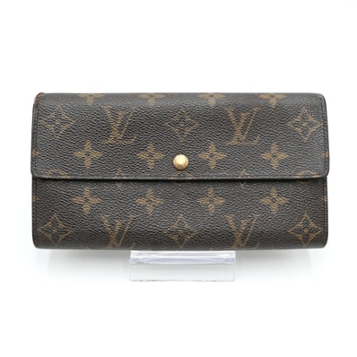 LOUIS VUITTON(ルイ・ヴィトン)ポシェット・ポルトモネ・クレディ ヴィンテージ 長財布 二つ折り財布 モノグラム ブラウン PVC レザー ゴールド金具 レディース【中古】
