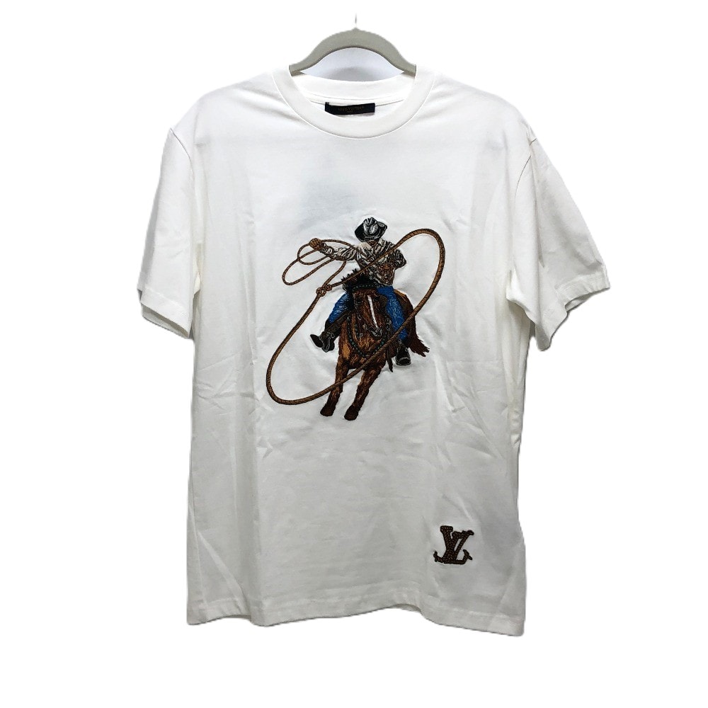 ルイヴィトン LOUIS VUITTON グラフィックエンブロイダード 1AFXNM 刺繍シャツ Tシャツ 半袖 アパレル 半袖Tシャツ コットン ホワイト 未使用