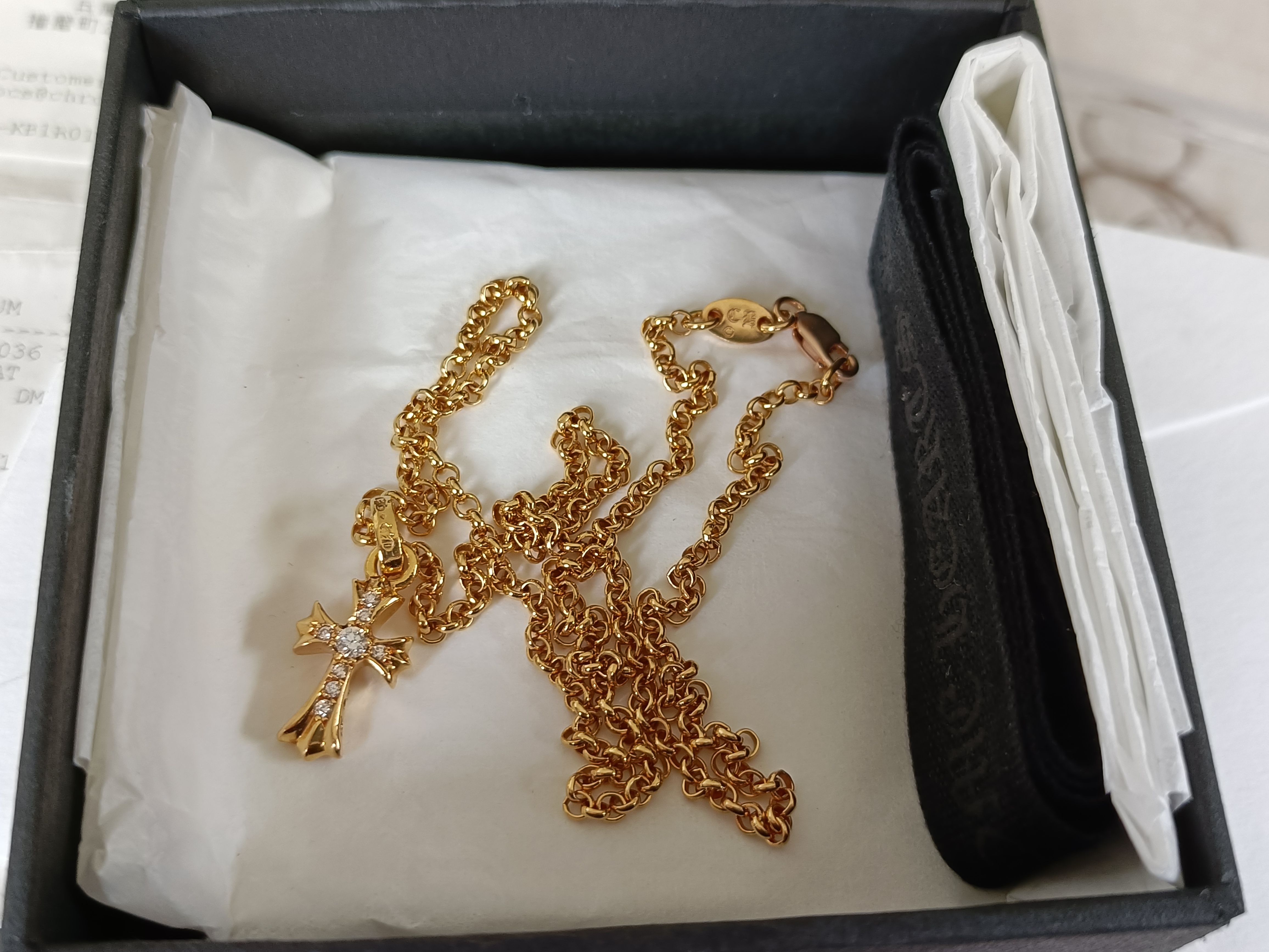 Chrome Hearts 22K CH Cross Baby Fat Charm with Pave Diamond "Yellow Gold"