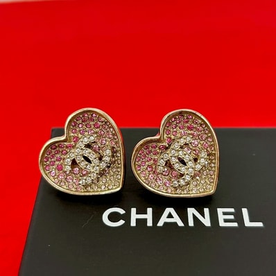 CHANEL シャネル ココマーク ハート ラインストーン メタル ピアス ゴールド
63508