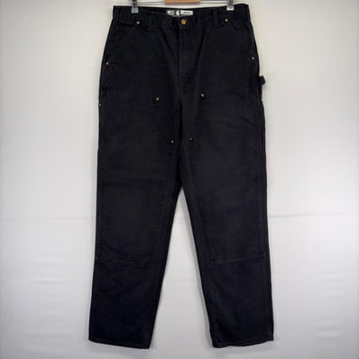 古着 カーハート Carhartt ダック パンツ ペインター ジップ ハンマーループ ダブルニー ワンポイント w38 L36 ブラック系 メンズ