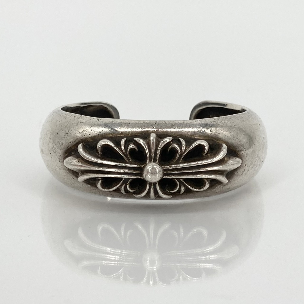 CHROME HEARTS(クロムハーツ) FLRL CUFF フローラルクロス カフ SV925 バングル 97.68g シルバー