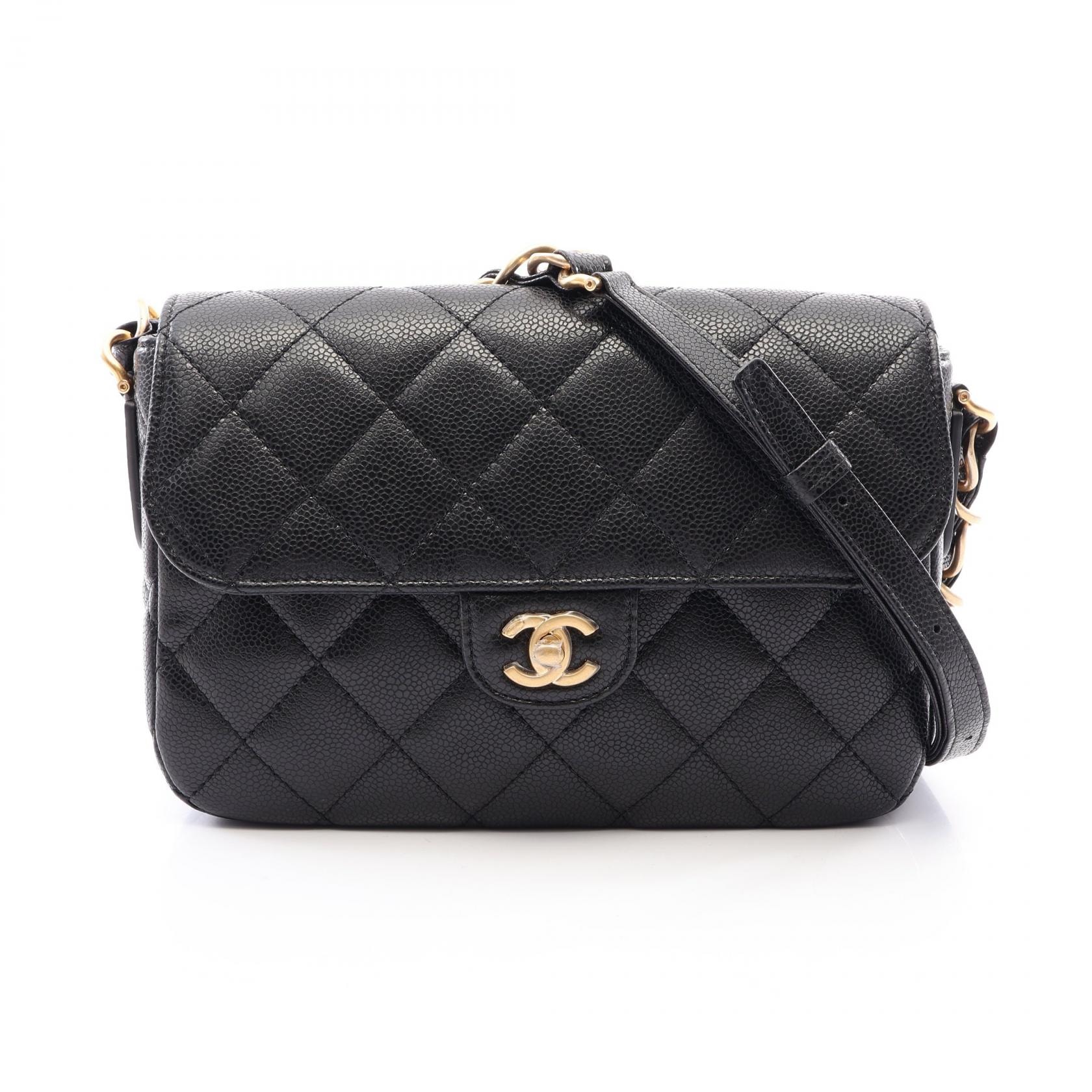 シャネル CHANEL マトラッセ フラップ ショルダーバッグ バッグ キャビアスキン(グレインドカーフ) レディース ブラック系 AS3174 【中古】