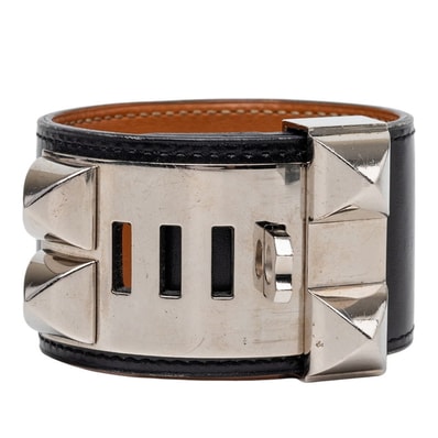 エルメス コリエドシアン ブレスレット サイズS ブラック ボックスカーフ レディース HERMES 【中古】