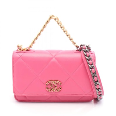 シャネル CHANEL 19 ディズヌフ ショルダーバッグ バッグ レザー レディース ピンク系 【中古】