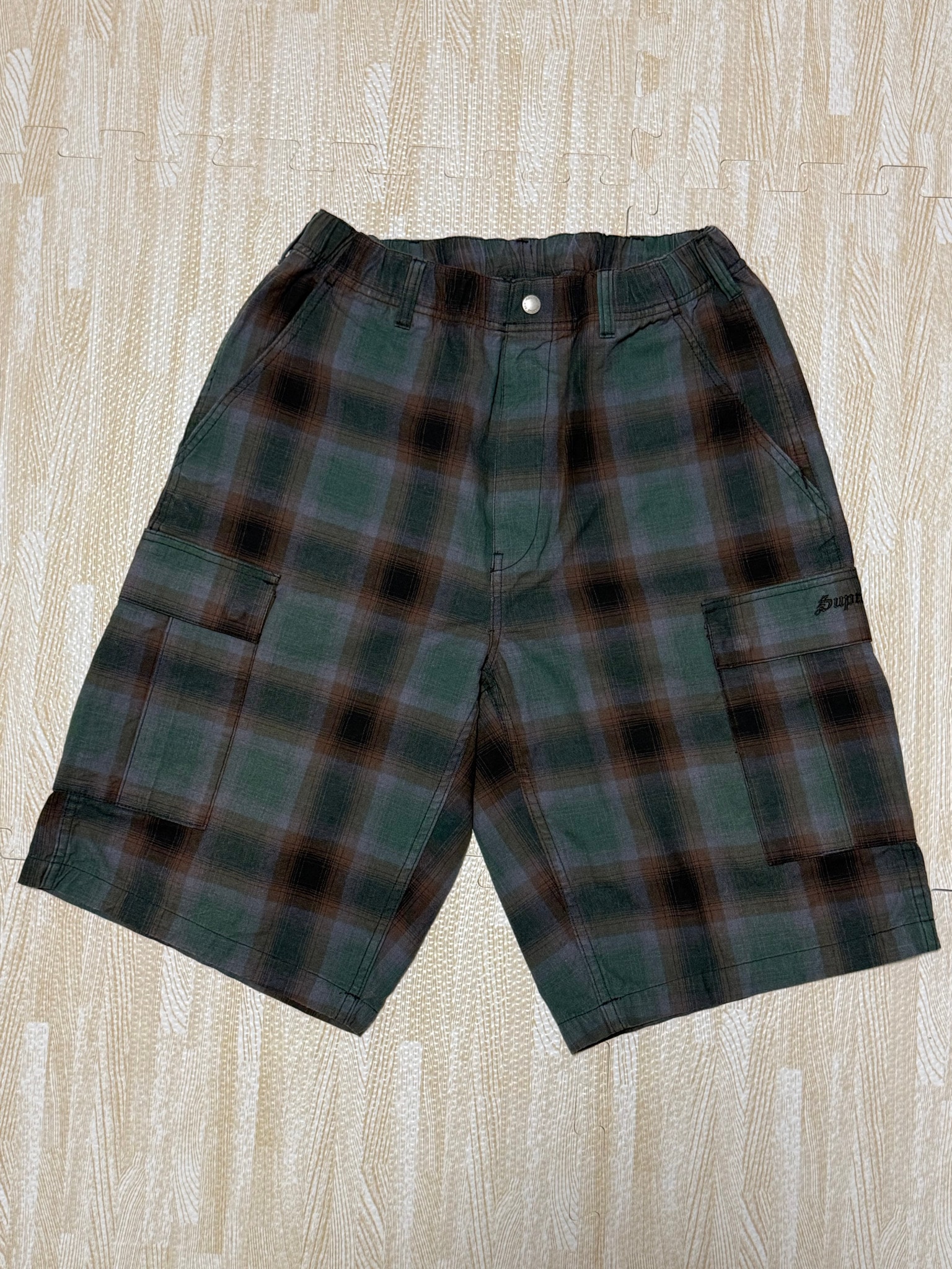 Supreme Shadow Plaid Cargo Short "Green"