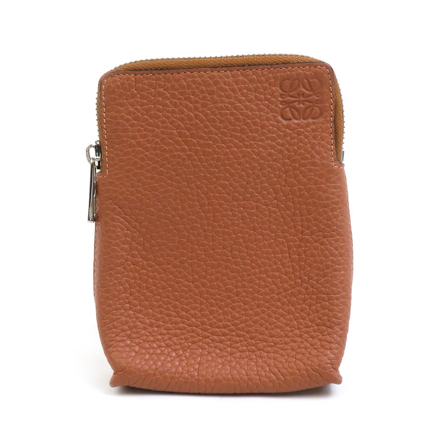 ロエベ LOEWE ポーチ レザー ブラウン メンズ【中古】 h30866a