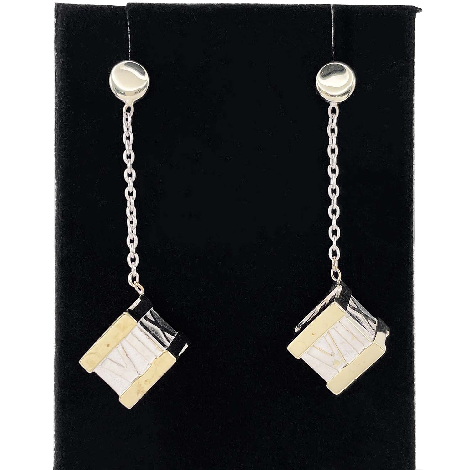 TIFFANY&Co. ティファニー アトラス キューブ ピアス
 ドロップ カスタム品 SV925 ゴールドプレート シルバー 新品仕上済 レディース
 【中古】