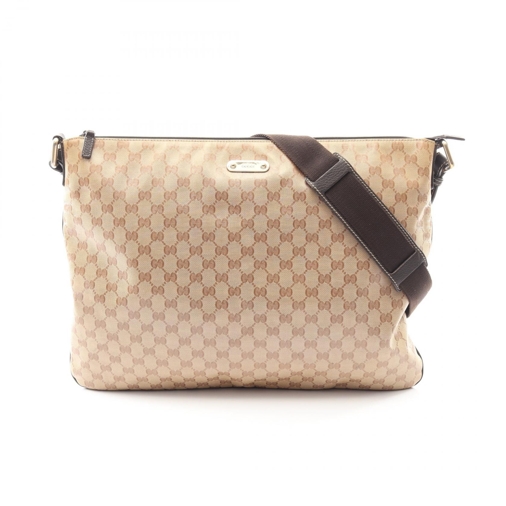 グッチ GUCCI GGクリスタル ショルダーバッグ バッグ PVCコーティングキャンバス レザー レディース ベージュ系 190628 【中古】