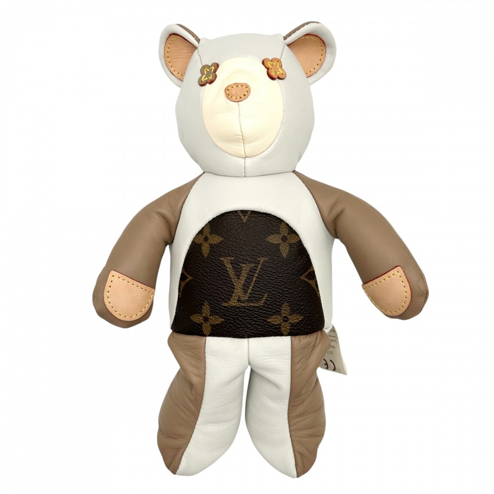 LOUIS VUITTON ルイヴィトン 雑貨 テディベア ドゥドゥ・ルイ ぬいぐるみ インテリア 小物 メンズ レディース GI0142 レザー  プラッシュ   ベージュ ブラウン 茶 ユニセックス 美品【中古品】