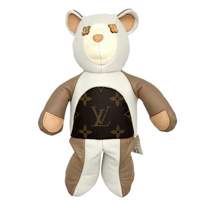 LOUIS VUITTON ルイヴィトン 雑貨 テディベア ドゥドゥ・ルイ ぬいぐるみ インテリア 小物 メンズ レディース GI0142 レザー プラッシュ ベージュ ブラウン 茶 ユニセックス 美品【中古品】
