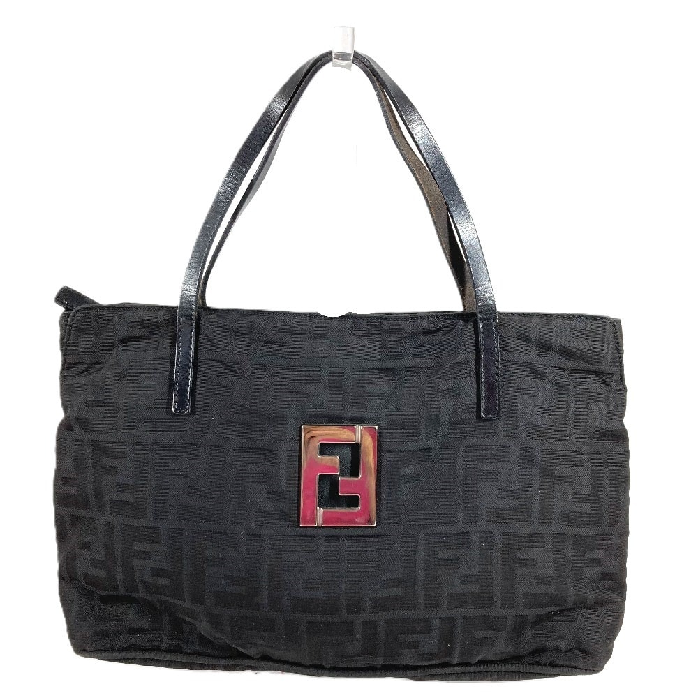 フェンディ FENDI FF ロゴ ヴィンテージ カバン トートバッグ ハンドバッグ レザー/ナイロン ブラック