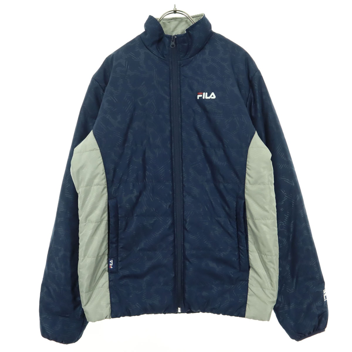 美品 FILA フィラ プリント ゴルフ 長袖 中綿ジャケット M ネイビー