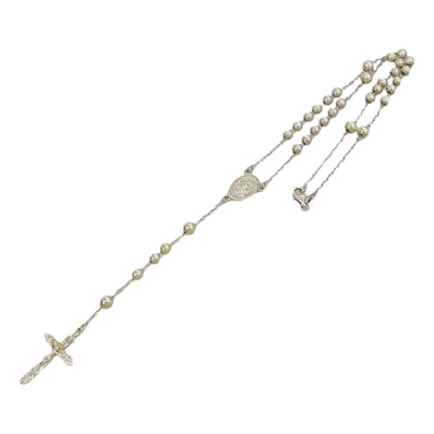 DOLCE&GABBANA ドルチェアンドガッバーナ 十字架 ロザリオ クロス ネックレス シルバー系【中古】