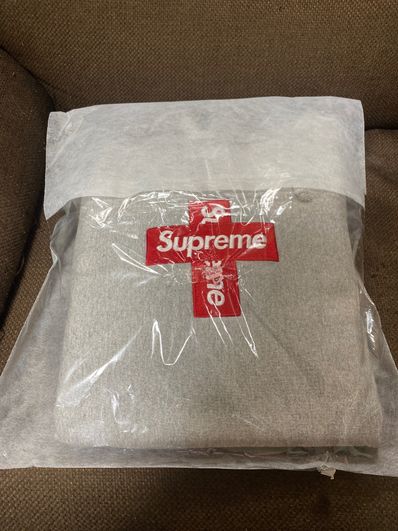 Supreme Cross Box Logo Hooded Sweatshirt "Grey"