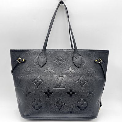 LOUIS VUITTON(ルイヴィトン)ネヴァーフル MM トートバッグ モノグラム アンプラント レザー ブラック ゴールド レディース M45685【中古】