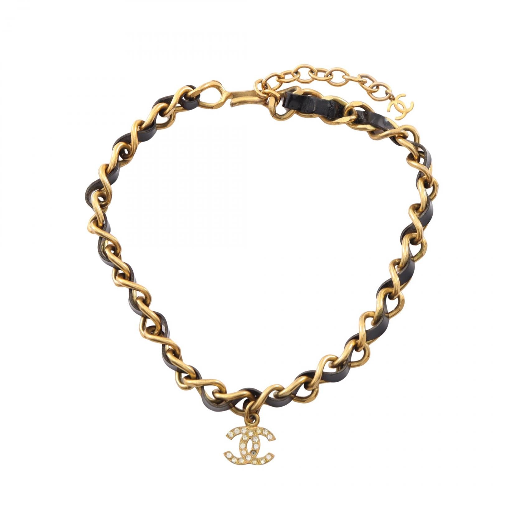 シャネル CHANEL ココマーク チョーカー アクセサリー GP(ゴールドメッキ) エナメルレザー レディース ゴールド系 / ブラック系 【中古】