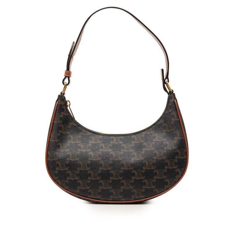 セリーヌ トリオンフ アヴァ ハンドバッグ ワンショルダーバッグ ブラック ブラウン PVC レザー レディース CELINE 【中古】
