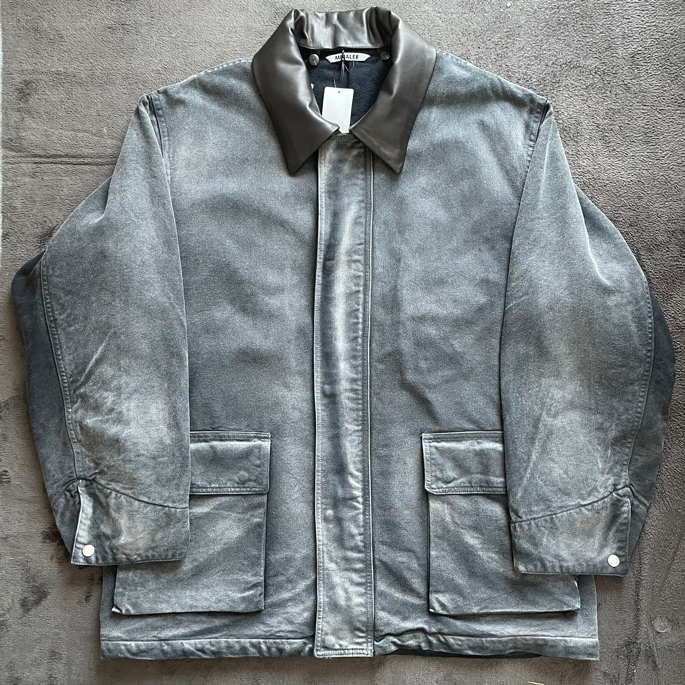 AURALEE Product Dyed Organic Cotton Duck Blouson "Faded Black"