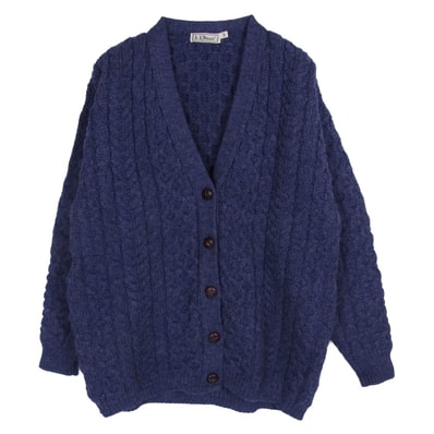 L.L.Bean エルエルビーン カーディガン 90s アランニット レディース カーディガン ネイビー系 M【中古】