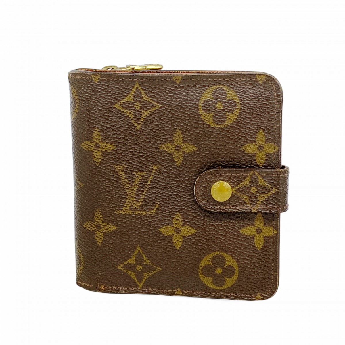 【6da0438】ルイヴィトン 財布 モノグラム コンパクトジップ M61667 ブラウン【中古】レディース