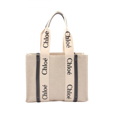 クロエ Chloe WOODY ウッディ ミディアム トート トートバッグ バッグ キャンバス レディース ベージュ系 / ブラック系 CHC22AS383I2691J 【中古】