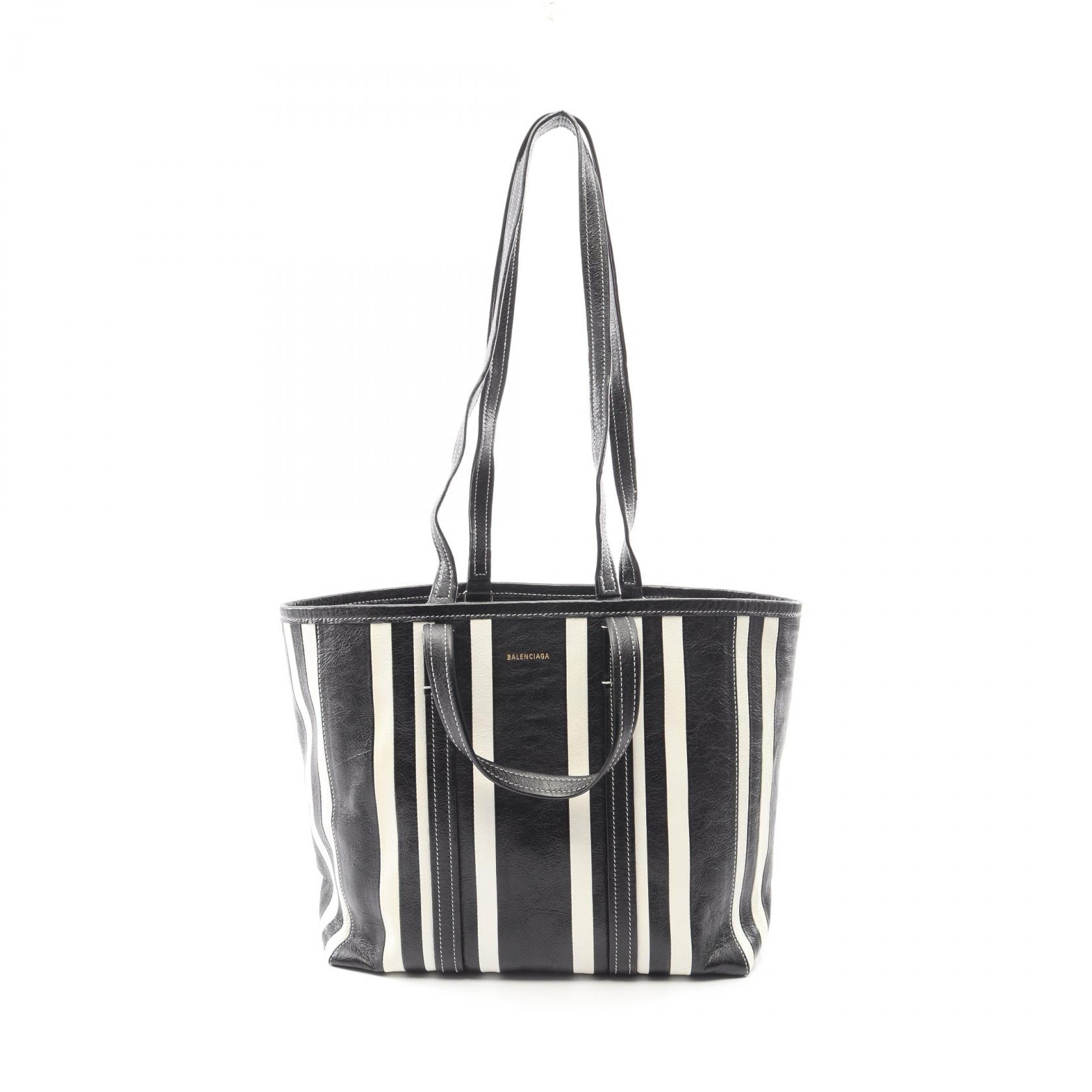 バレンシアガ BALENCIAGA BARBES E/W SHOPPER トートバッグ バッグ レザー メンズ レディース ブラック系 / ホワイト系 671409 【中古】