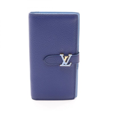 ルイ・ヴィトン LOUIS VUITTON LVヴェルティカルウォレット 二つ折り長財布 財布 レザー レディース ブルー系 M82441 【中古】