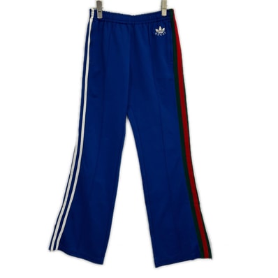 グッチ 696270 ×adidas ブルー サイドライン フレアトラックパンツ S