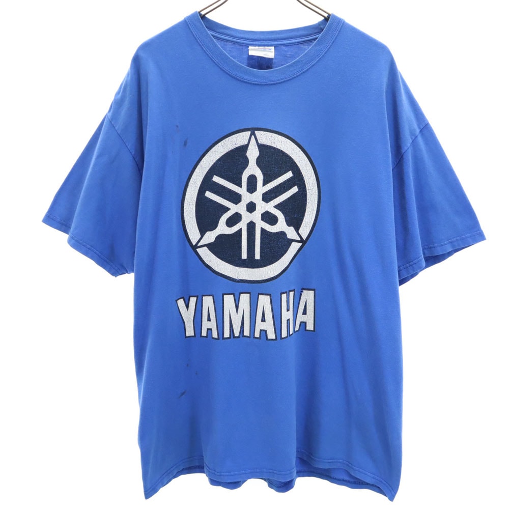 Hanes ヘインズ 90s 音叉ロゴプリント 半袖 YAMAHA Tシャツ XL ブルー系 ヤマハ オールド ヴィンテージ