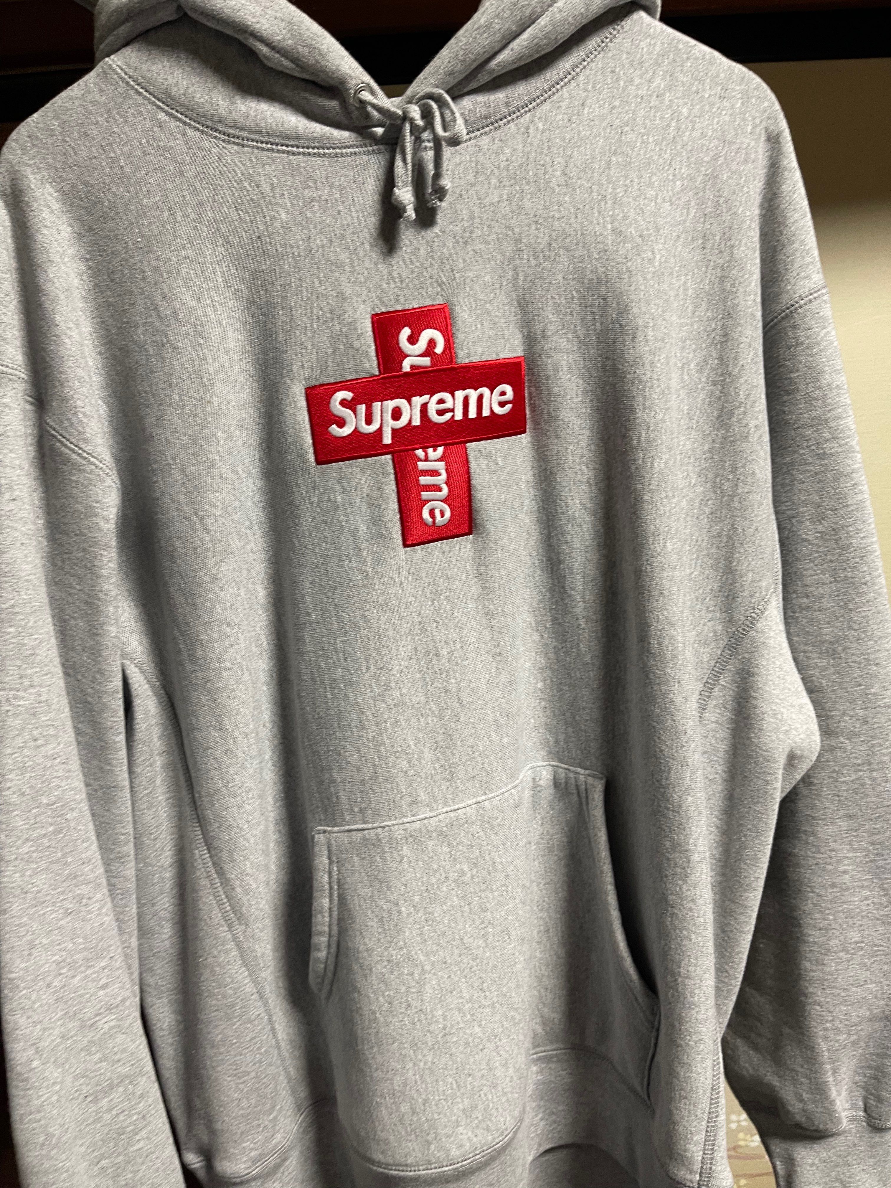 Supreme Cross Box Logo Hooded Sweatshirt "Grey"
