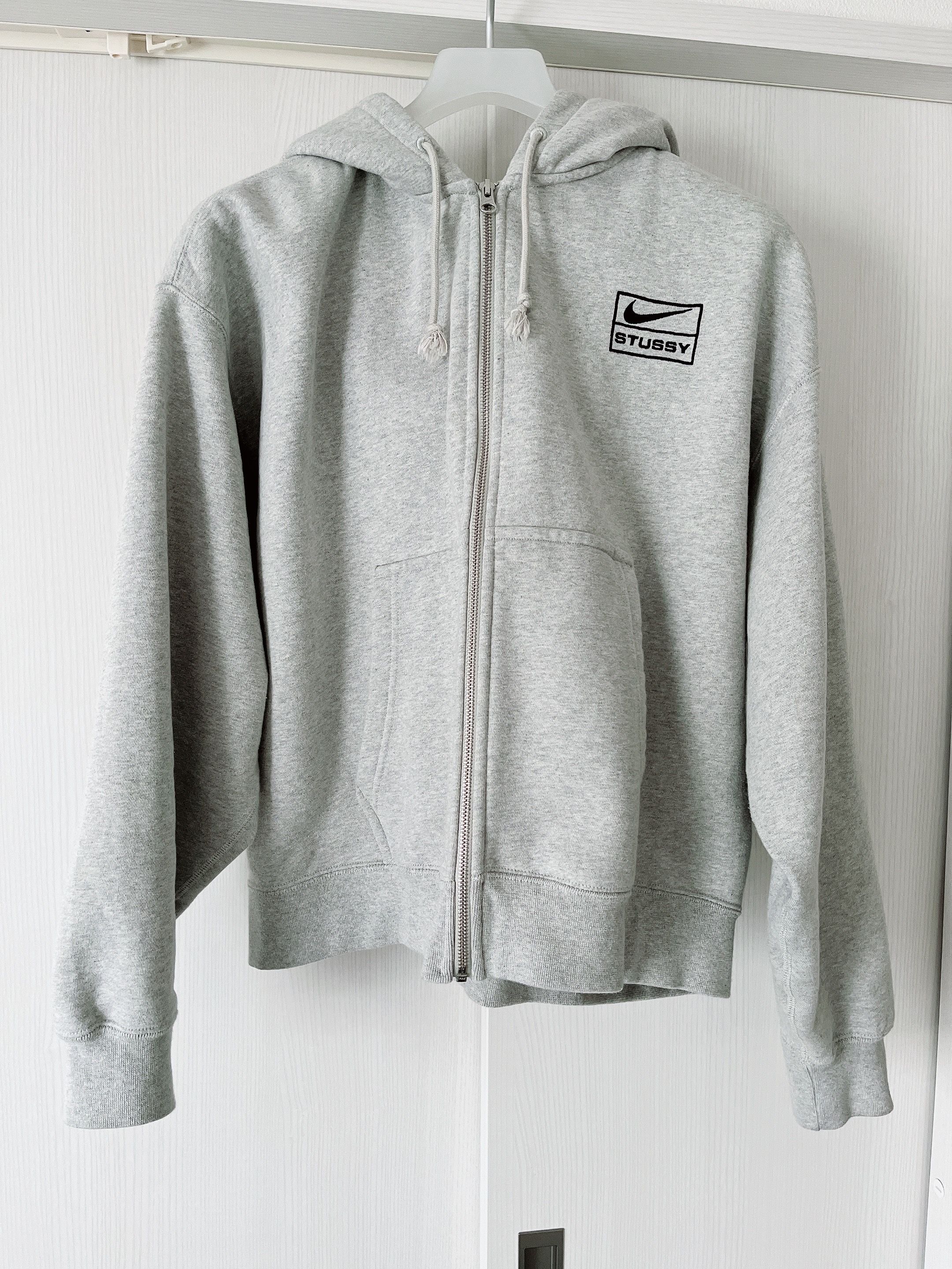 Stussy x Nike Fleece Zip Hoodie "Grey Heather" (US Size) FJ9181-050