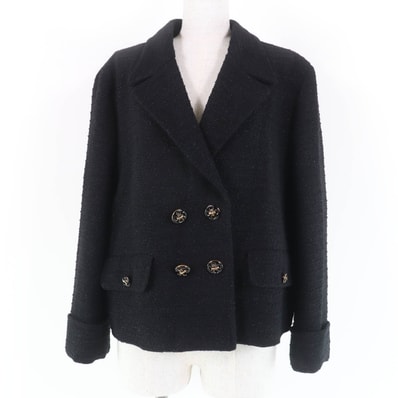 GUCCI Double Breasted Tweed Jacket "Black"