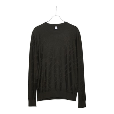 ベルルッティ カリグラフィー クルーネック セーター ニット サイズL カーキ ウール メンズ Berluti 【中古】