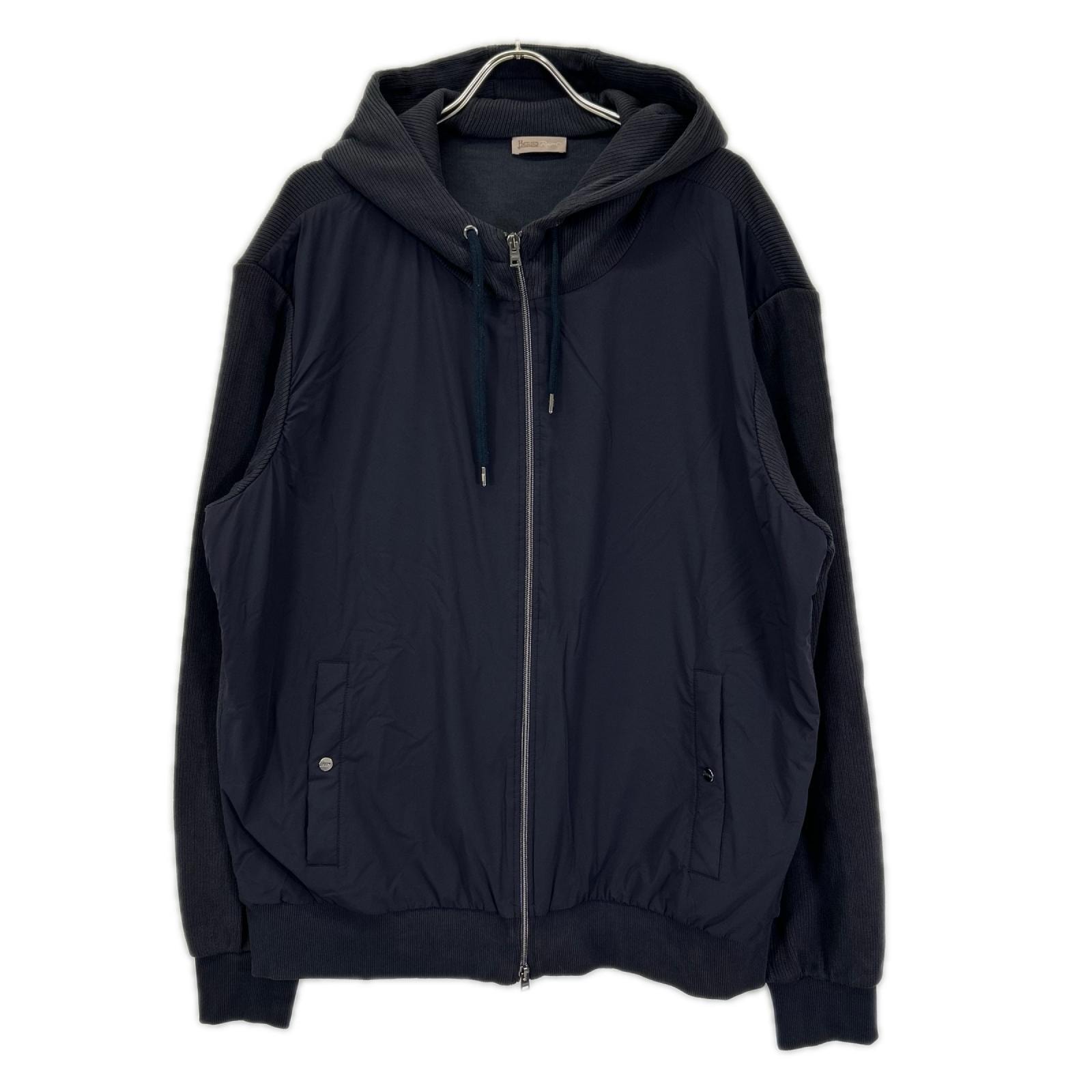 ヘルノ 24AW JC00021UR  リゾート フーデッドブルゾン リブジャージーニット×ナイロン ハイブリッド XXL